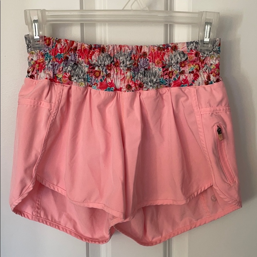 Lululemon Floral and Neon Pink Shorts